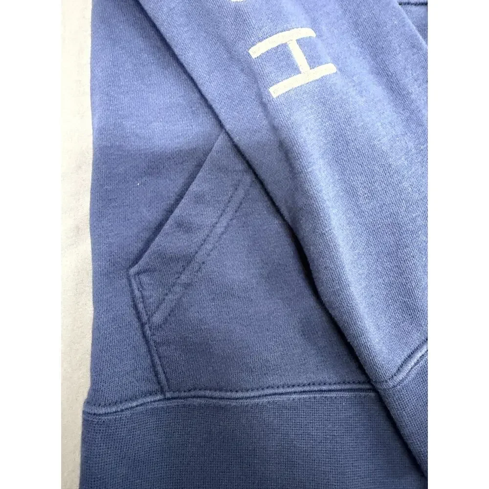 Nike Youth L Full Zip Hoodie Blue Swoosh Graphic Sleeve Logo Sweatshirt